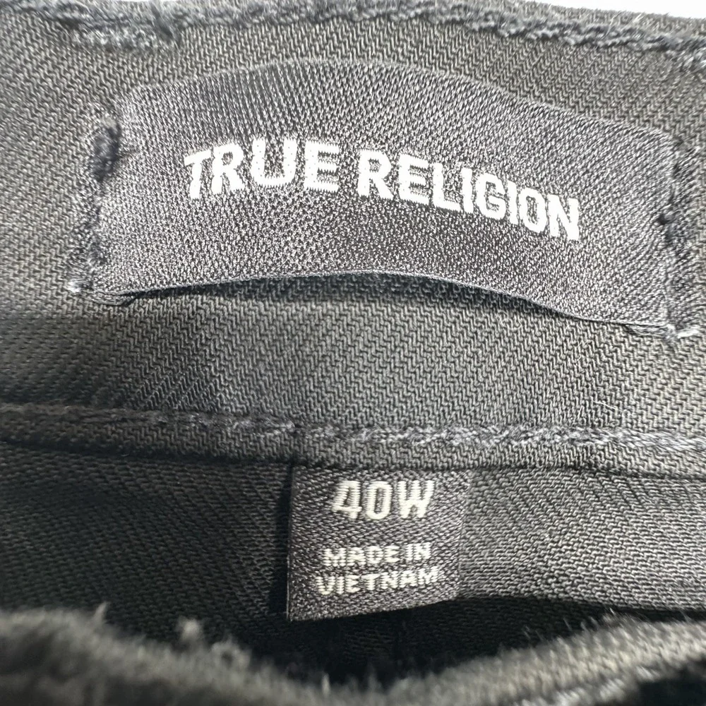 True Religion Men's Black Stretch Jeans 40W Straight Leg 5 Pocket Casual Pants